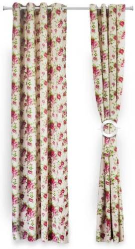 Set doua draperii heinner hr-dr140-flwpk, 140 x 270 cm, bumbac, model flori roz (multicolora)