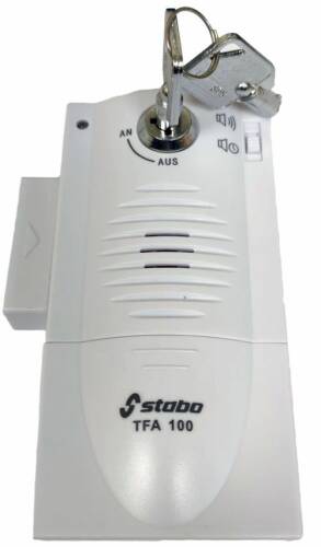 Sistem de alarma stabo tfa 100 pentru usa, fereastra, 90 db, activare cu cheie, temporizare, cod 51109 (alb)