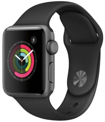Smartwatch apple watch 3, amoled capacitive touchscreen 1.65inch, bluetooth, wi-fi, bratara silicon 42mm, carcasa aluminiu, rezistent la apa si praf (gri)