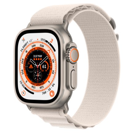 Smartwatch apple watch ultra cellular, ecran ltpo oled, bluetooth, wi-fi, gps, bratara textil m 49mm, carcasa titanium, rezistent la apa 10atm (roz) 
