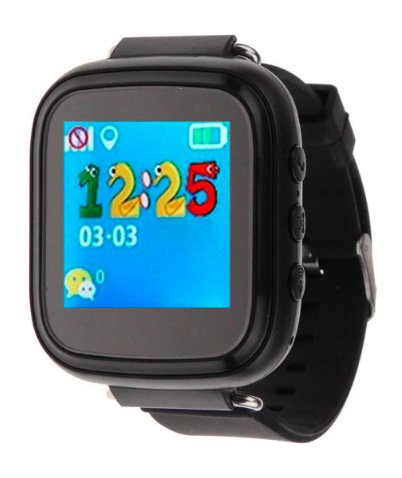 Smartwatch copii iuni q80, telefon incorporat, buton sos, gps, bluetooth, negru