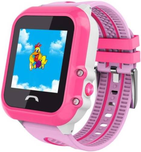 Smartwatch iuni kid27, 1.22inch, gps, bluetooth, bratara silicon, dedicat pentru copii (roz)