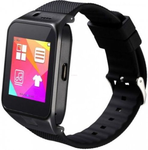 Smartwatch iuni u17, capacitive touchscreen 1.54inch, procesor dual-core 1.2ghz, 128mb ram, bluetooth, bratara silicon, 1.3mp, functie telefon (negru)