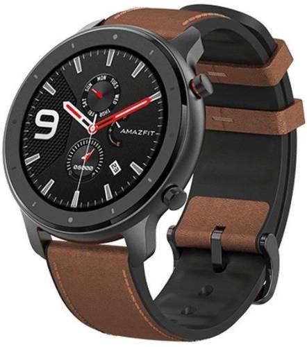 Smartwatch xiaomi amazfit gtr, display amoled 1.39inch, bluetooth, gps, carcasa otel, bratara piele 47mm, android/ios (maro/negru)