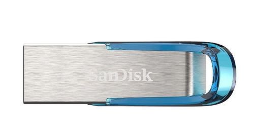 Stick usb sandisk cruzer ultra flair, 128gb, usb 3.0 (argintiu/albastru)