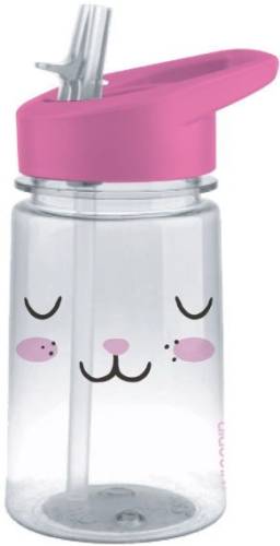 Sticla pentru apa aladdin 1008541001, zoo flip & sip iepure, 430 ml (transparent/roz)