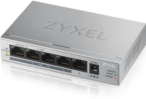 Switch zyxel gs1005hp-eu0101f, gigabit, 5 porturi, poe+