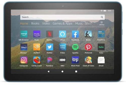 Tableta amazon fire hd 8 (2020), procesor mediatek mt8168 quad core 2.0ghz, ecran ips lcd 8inch, 2gb ram, 32gb flash, 2mp, wi-fi, bluetooth, android (albastru)