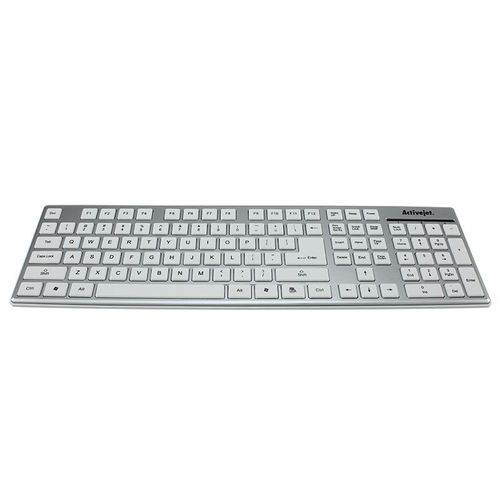 Tastatura activejet k3016ss, usb, slim (alb)