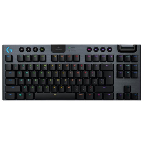Tastatura gaming mecanica logitech g915 tkl lightspeed wireless gl clicky, usb/bluetooth, iluminare rgb (negru)