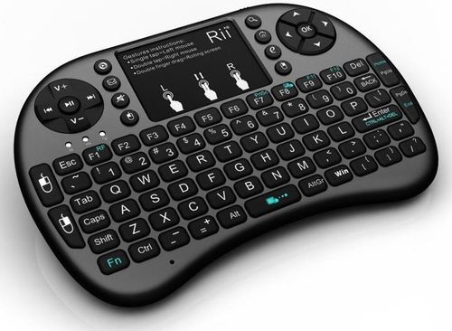 Tastatura mini rii rtmwk08p, wireless, iluminata, cu touchpad, pentru smart tv, pc