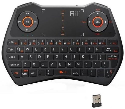 Tastatura mini rii rtmwk28, wireless, iluminata, cu functie de airmouse