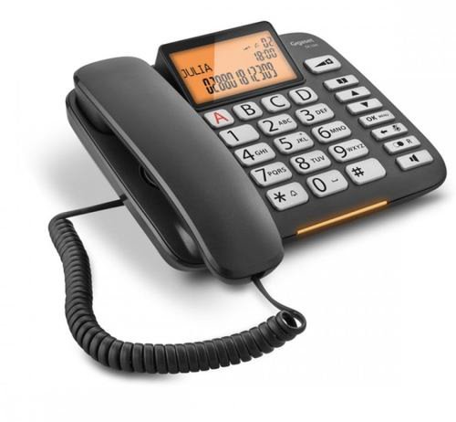 Telefon fix cu fir gigaset dl580, caller id, led (negru)