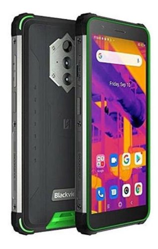 Telefon mobil blackview bv6600 pro, procesor mediatek mt6765v/ca helio p35, ips lcd 5.7inch, 4gb ram, 64gb flash, camera tripla 16+5+flir thermal camera, wi-fi, 4g, dual sim, android (negru/verde)