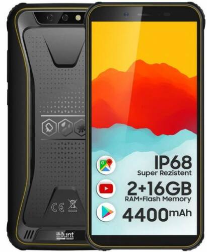 Telefon mobil ihunt s10 tank 2021, procesor quad core 1.3 ghz, ecran ips 5.5inch, 2 gb ram, 16 gb rom, 3g, android, dual sim (negru/galben)