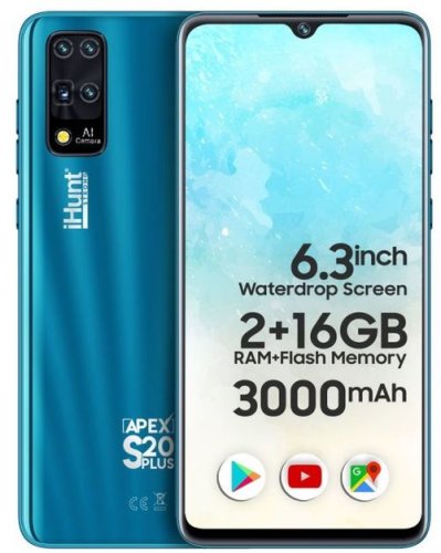 Telefon mobil ihunt s20 plus apex 2021, 6.3inch waterdrop ips, 16gb flash, 2gb ram, dualsim, android 9, 3000mah, camera 8mp (albastru)