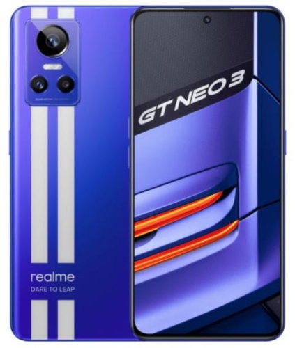 Telefon mobil realme gt neo 3, procesor octa-core mediatek dimensity 8100, amoled capacitive touchscreen 6.7inch, 12gb ram, 256gb flash, camera tripla 50+8+2mp, wi-fi, 5g, dual sim, android (albastru)