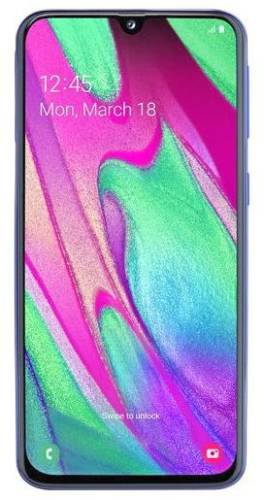 Telefon mobil samsung galaxy a40, procesor octa-core 1.8ghz / 1.6ghz, super amoled 5.9inch, 4gb ram, 64gb flash, 16+5mp, wi-fi, 4g, dual sim, android (albastru)