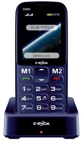 Telefon seniori e-boda s200d, ecran 2.4inch (albastru)