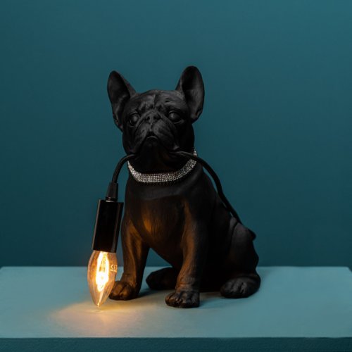 Lampă de masă, câine negru, francis, 25 x 15 x 29 cm 