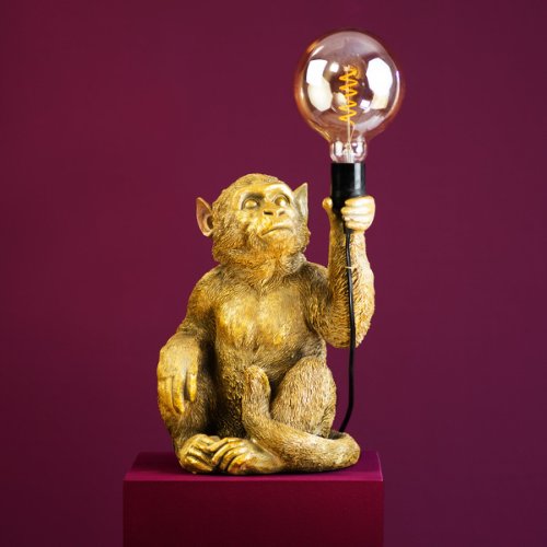 Lampă de masă, maimuță aurie, abu, 25.5 x 23.5 x 39.5 cm 