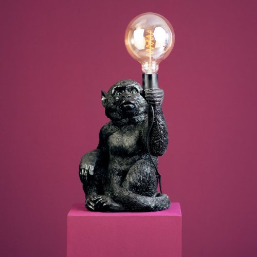 Lampă de masă, maimuță neagră, abu, 25.5 x 23.5 x 39.5 cm 