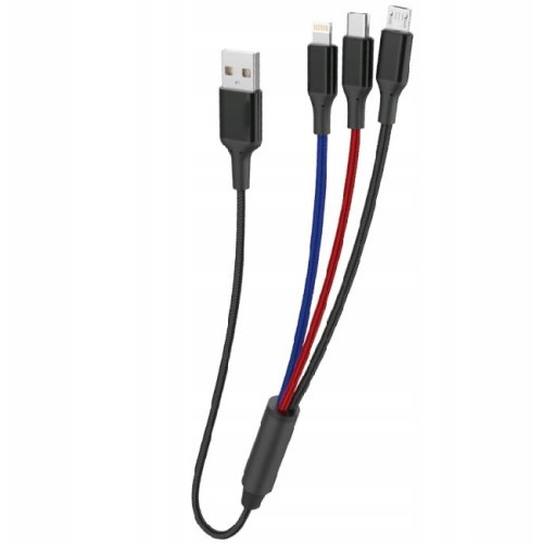 Cablu incarcare l10 pro, 3in1 (micro-usb, usb-c, lightning), 38cm, 5a