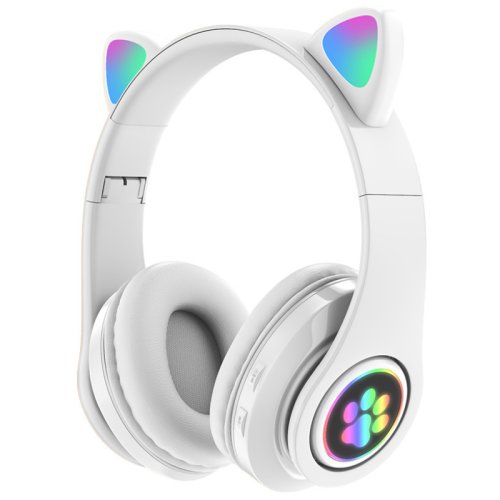 Nytro Casti over-ear wireless b39 cat 2, bluetooth, microfon, aux in si microsd, lumini, white