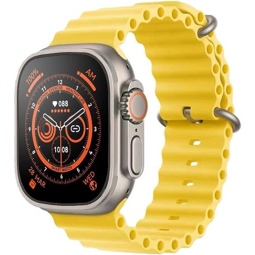 Hryfine Ceas smartwatch s8 ultra max, 49mm touchscreen, senzori monitorizare, functie telefon, yellow