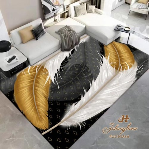 Elegant Home Pucioasa Covor 80x150cm pentru dormitor si living negru - alb