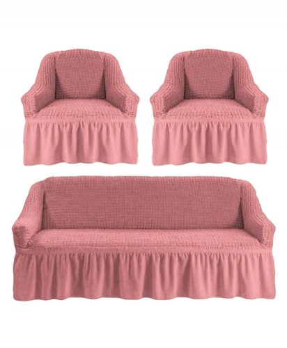 Casa Sabry Set huse universale pentru canapea si fotolii 3.1.1 roz pudra