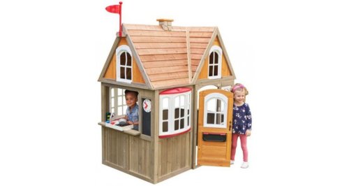Casuta de joaca exterior din lemn pentru copii greystone cottage playhouse kidkraft