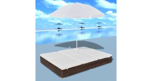 Mobilier de lux pentru exterior cu umbrela, maro