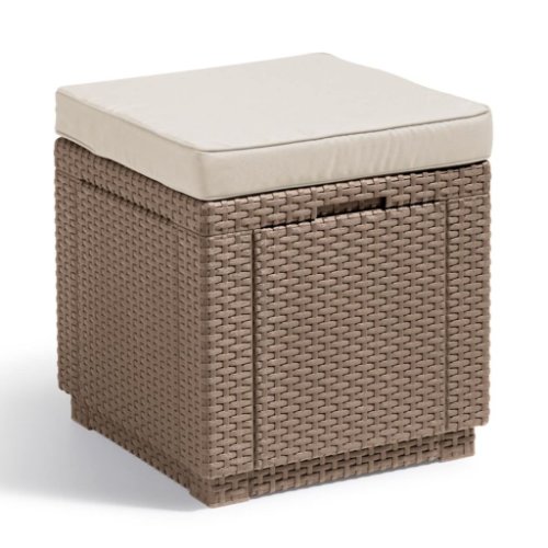 Allibert taburet tip cub cu spațiu de depozitare, cappuccino, 228096 