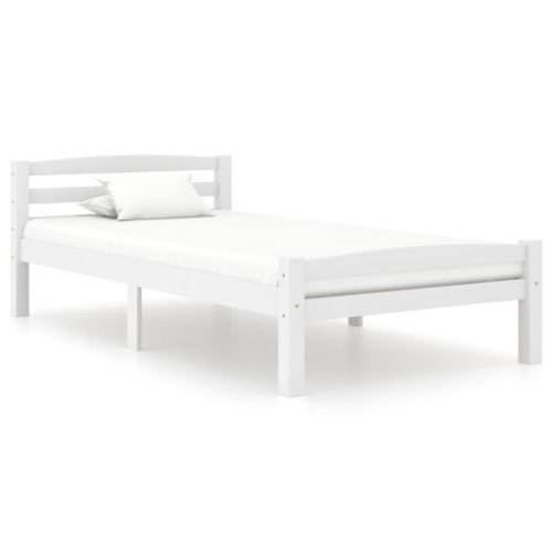Vidaxl cadru de pat, alb, 90x200 cm, lemn de pin masiv