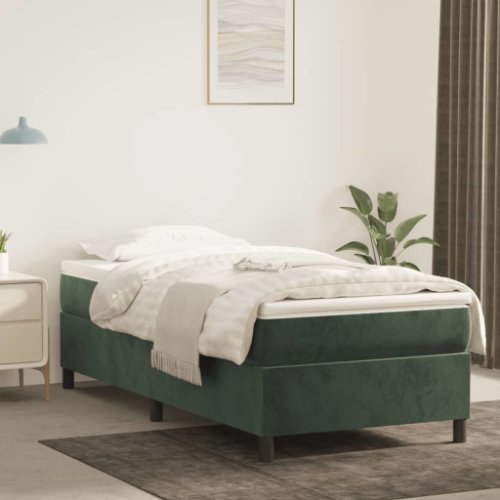 Vidaxl cadru de pat box spring, verde închis, 90x190 cm, catifea