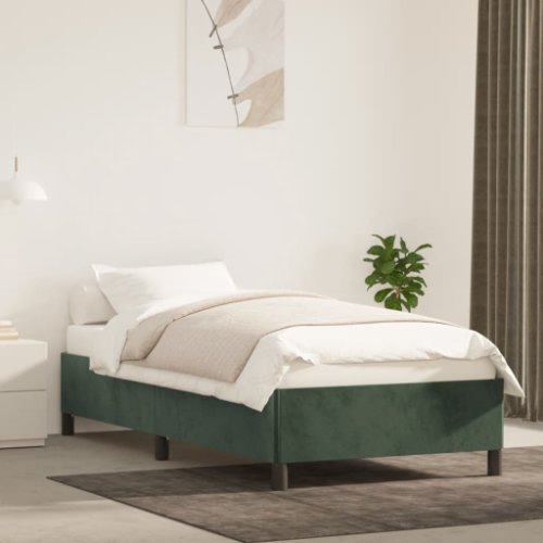 Vidaxl cadru de pat, verde închis, 90x190 cm, catifea