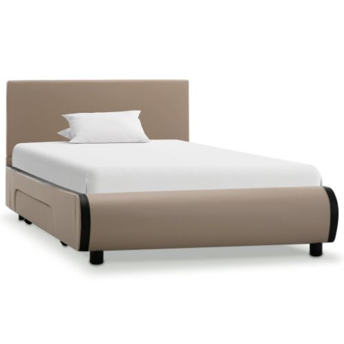 Vidaxl cadru pat cu sertare, cappuccino, 90x200 cm, piele artificială 