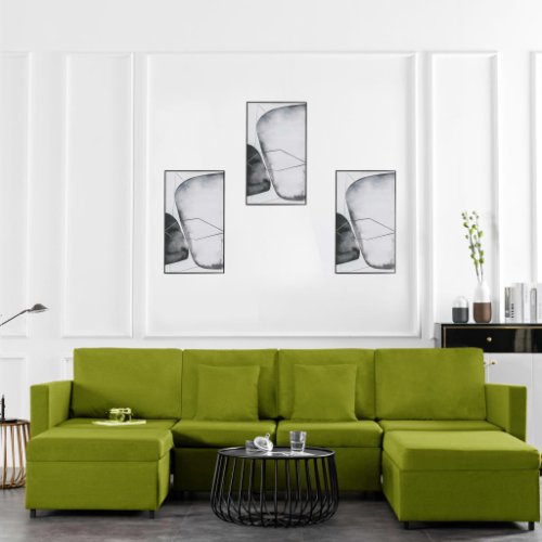 Vidaxl canapea extensibilă cu 4 locuri, verde, material textil