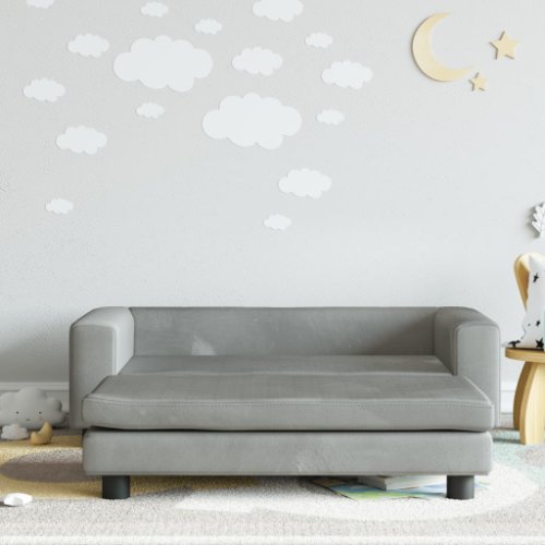 Vidaxl canapea pentru copii cu taburet gri deschis 100x50x30cm catifea
