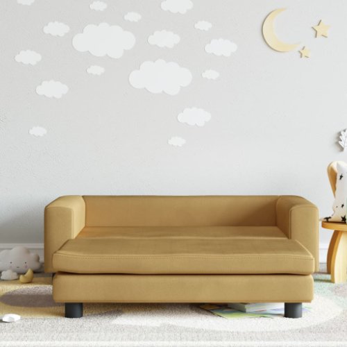 Vidaxl canapea pentru copii cu taburet maro 100x50x30 cm catifea