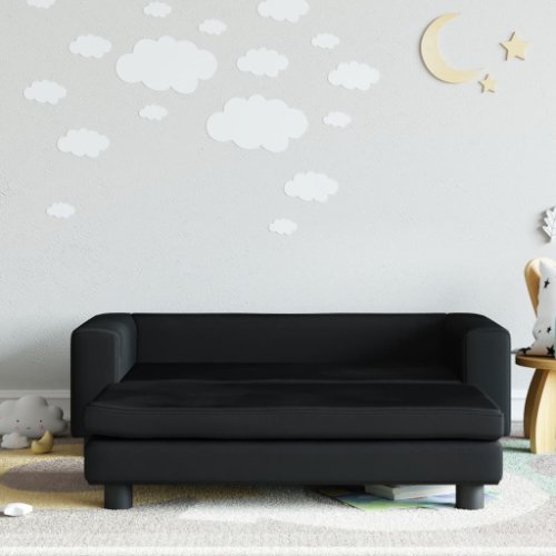 Vidaxl canapea pentru copii cu taburet negru 100x50x30 cm catifea