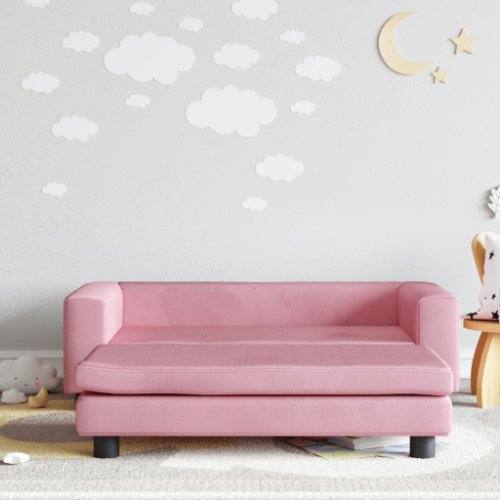 Vidaxl canapea pentru copii cu taburet roz 100x50x30 cm catifea