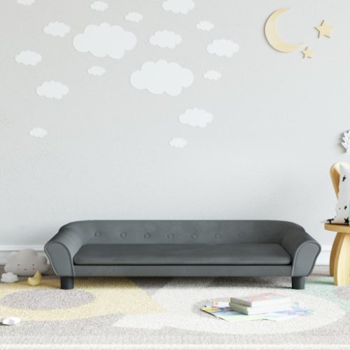 Vidaxl canapea pentru copii, gri închis, 100x50x26 cm, catifea