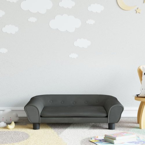 Vidaxl canapea pentru copii, gri închis, 70x45x26 cm, catifea