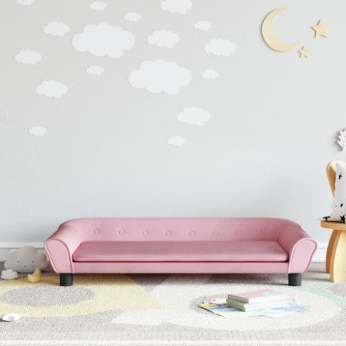Vidaxl canapea pentru copii, roz, 100x50x26 cm, catifea