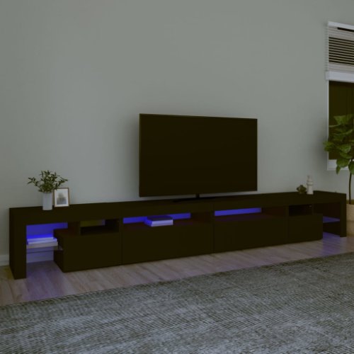 Vidaxl comodă tv cu lumini led, negru, 290x36,5x40 cm