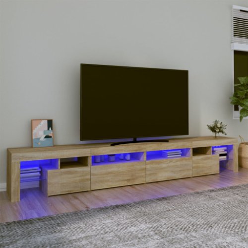Vidaxl comodă tv cu lumini led, stejar sonoma, 280x36,5x40 cm