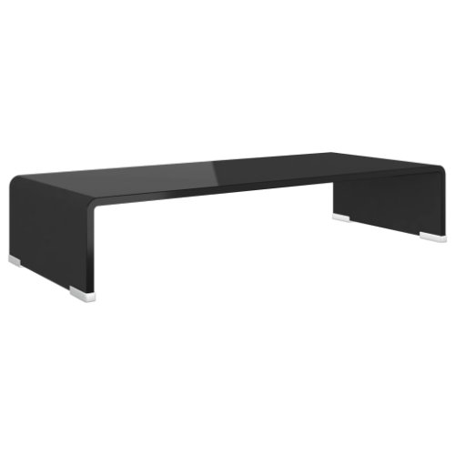 Vidaxl comodă tv / suport monitor din sticlă, negru, 60 x 25 x 11 cm