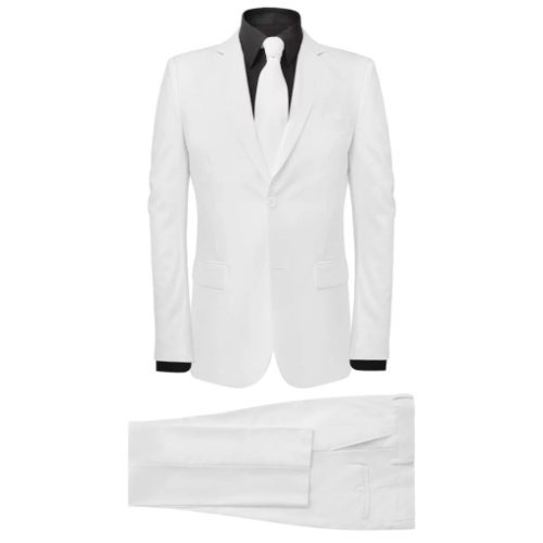 Vidaxl costum bărbătesc 2 piese cu cravată mărimea 46, alb